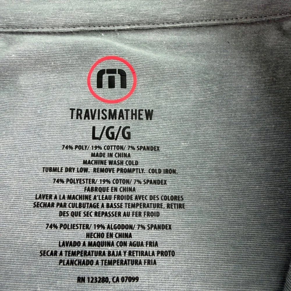 Travis Mathew Pullover Men Large Gray 1/4 Zip Long Sleeve Embroidered Golf *READ